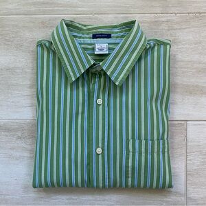Old Navy Green and Blue Striped Men's Shirt Regular Fit